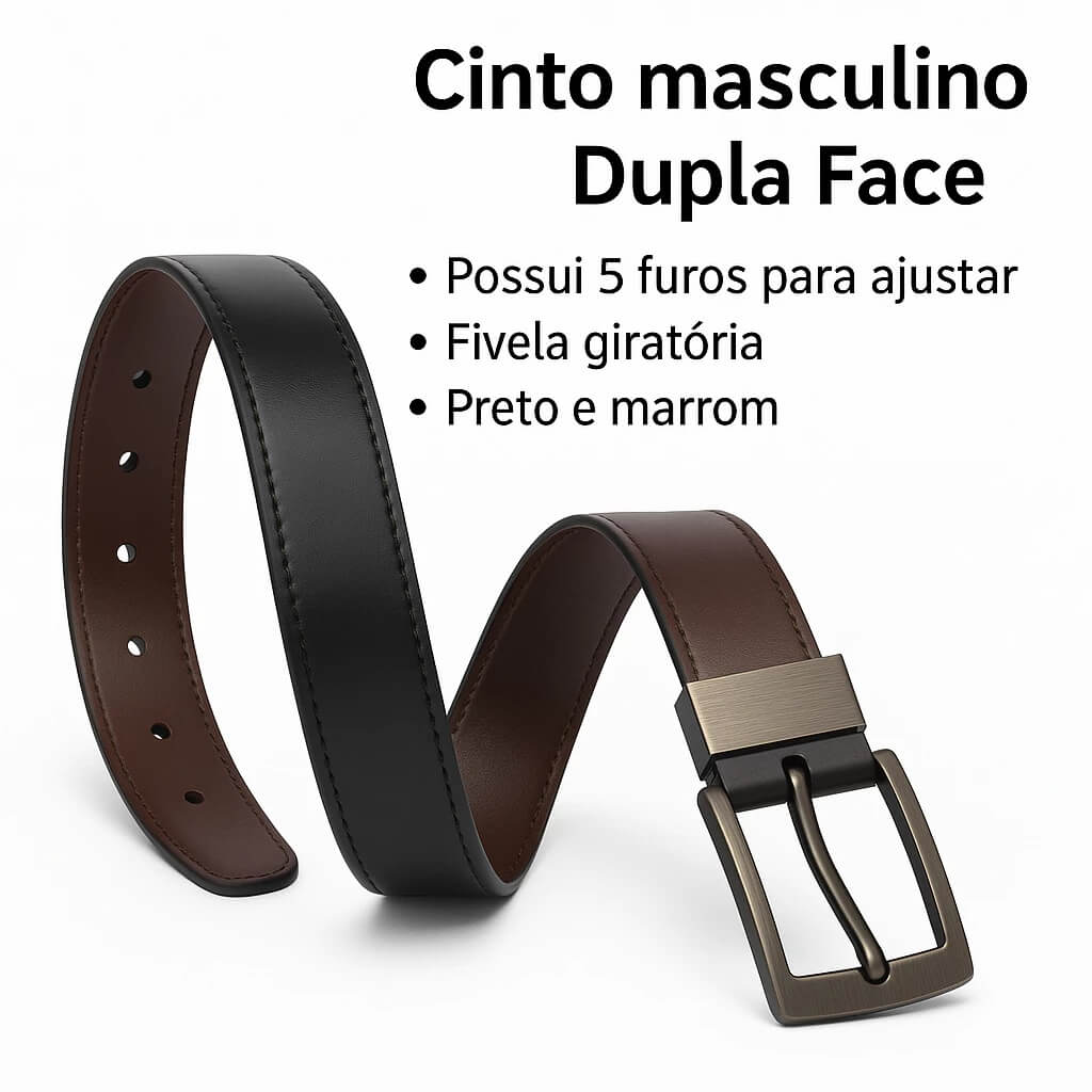 kit Carteira Couro Legitimo + Cinto Dupla Face