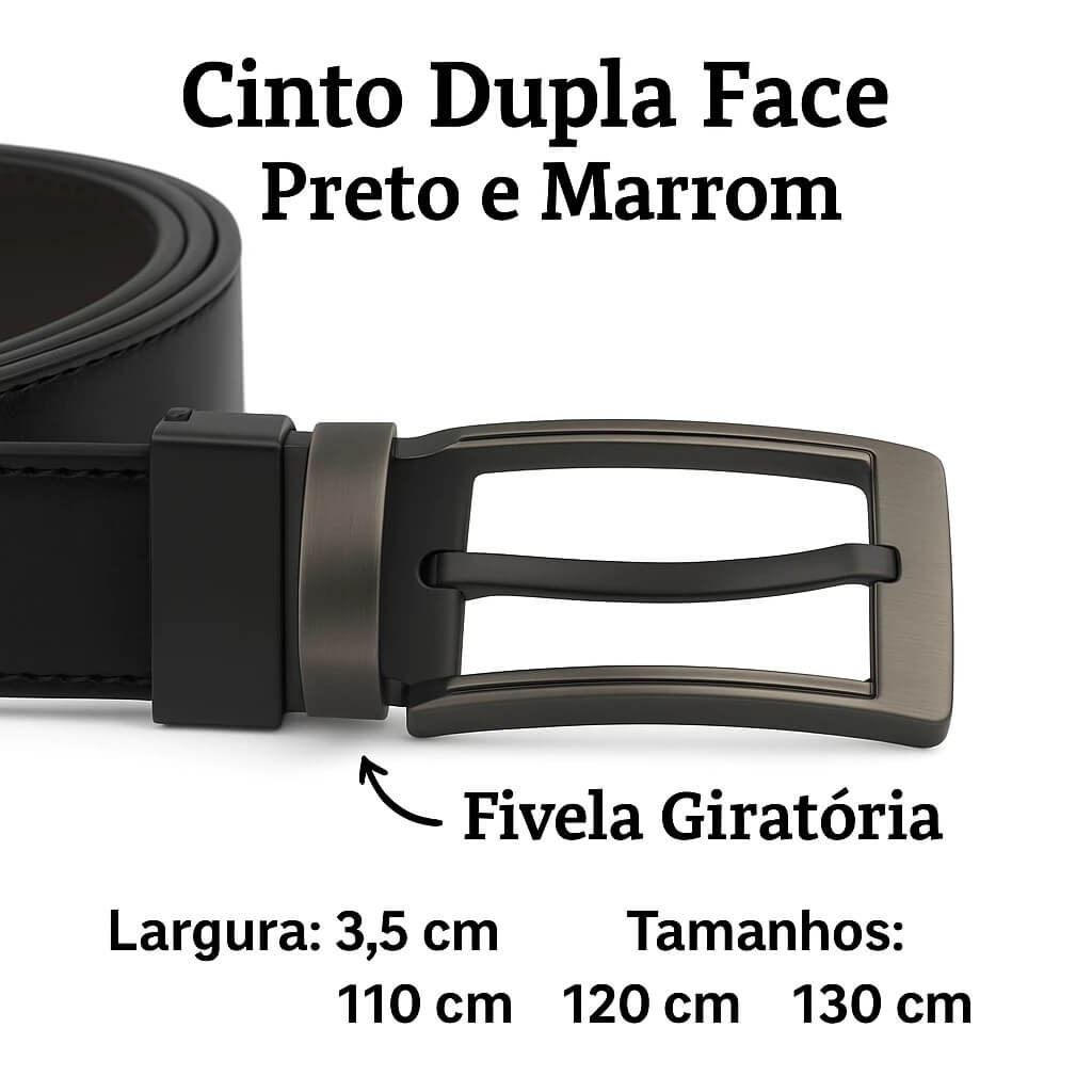 kit Carteira Couro Legitimo + Cinto Dupla Face